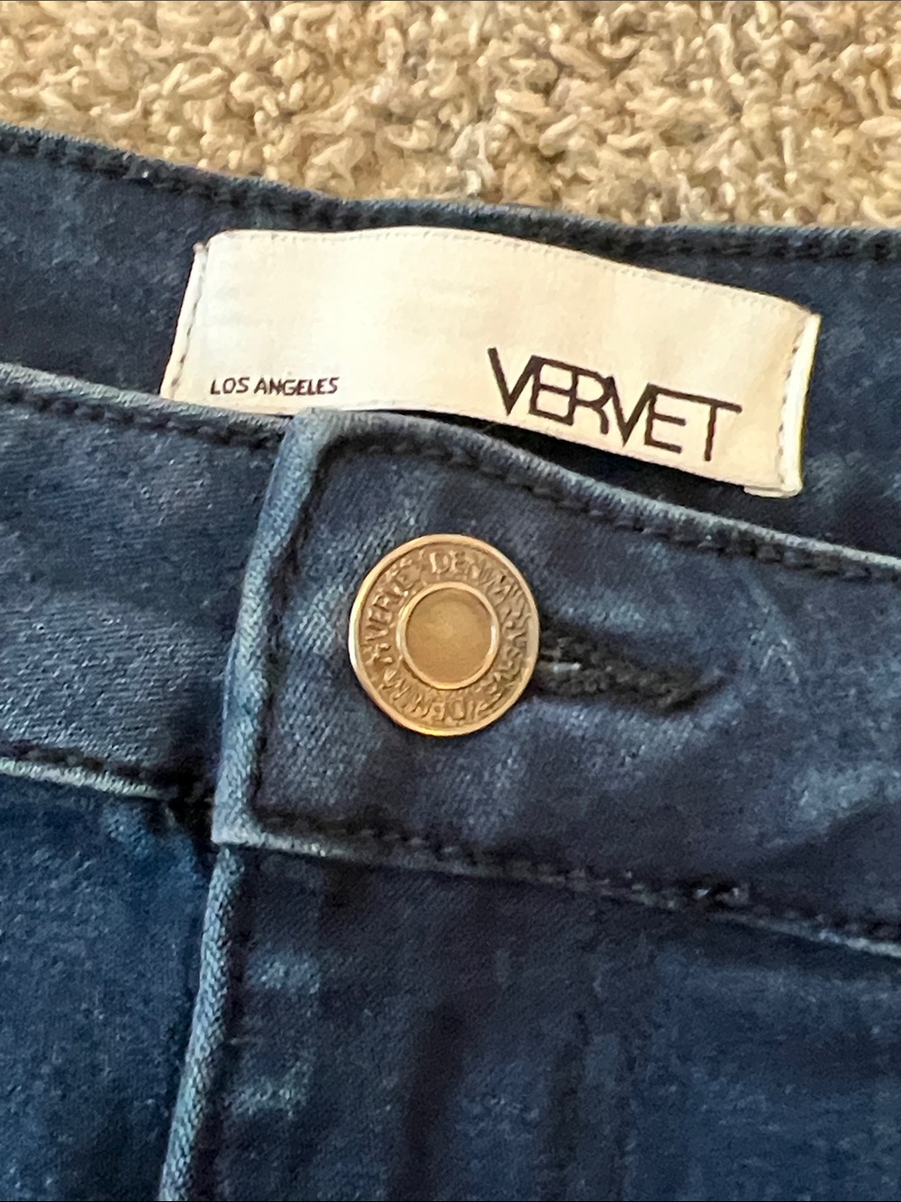VERVET Los Angeles Dark Wash Flare Jeans Size 30 Raw Hem High Rise Stretch Denim - Picture 7 of 13